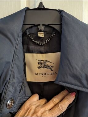Burberry Navy Women's Raincoat with Branded Interior Label